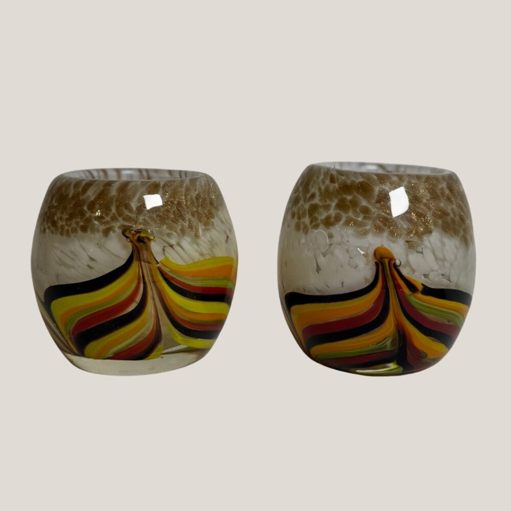 *$5 SALE* Pair of Dale Tiffany Art Glass Votive/Candle Holder, Hand-blown Glass